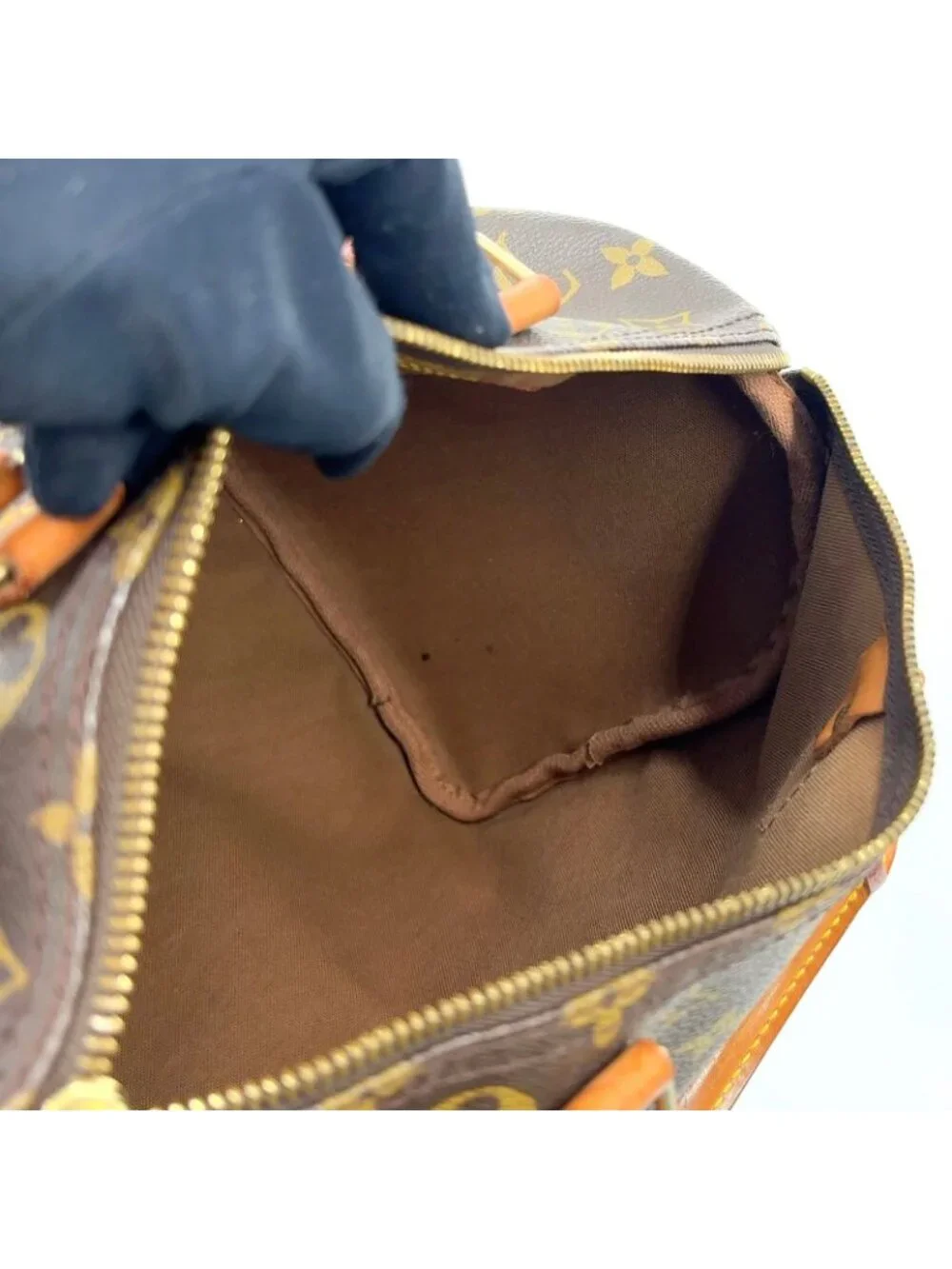 Louis Vuitton Speedy 30 Monogram Leather Brown Handbag Gold